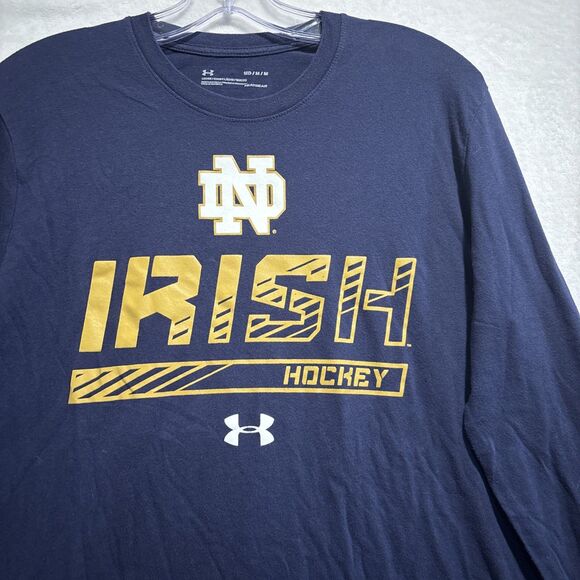 Under Armour Notre Dame Fighting Irish Hockey Long Sleeve Shirt Mens Medium Blue - Picture 4 of 12